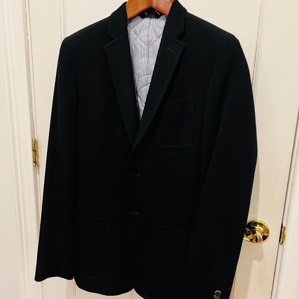 Banana Republic Sport Coat Mens 40 L Navy Blue Tailored Fit Wool Blazer - Picture 12 of 16